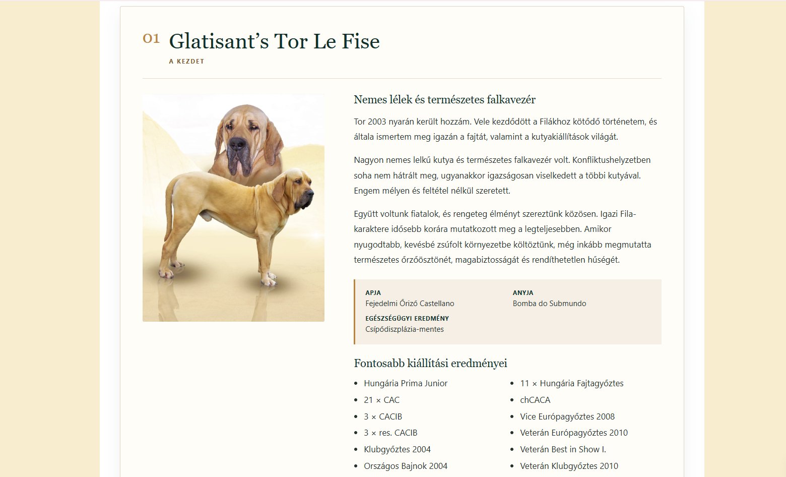 Glatisant’s Tor Le Fise tenyészkan bemutatkozó oldala a filabrasileiro.hu webhelyen