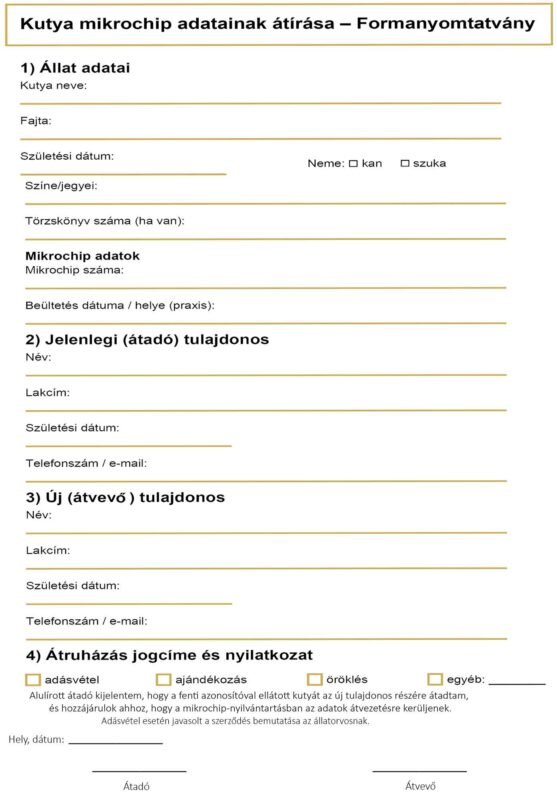 kutya chip átírás nyomtatvány